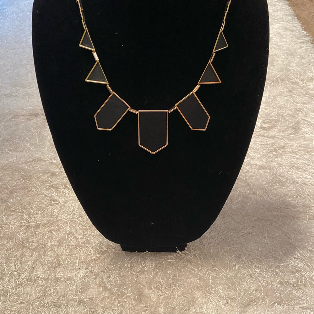 House of Harlow Black Leather & Gold Necklace